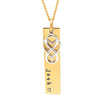 Gold Rectangle Bar Necklace Love Heart Infinity Charm