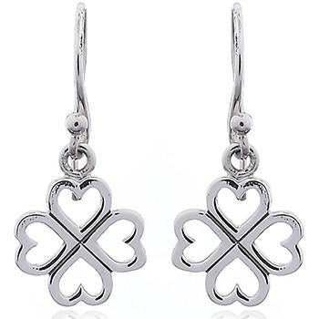 Coorabell Crafts 4 Leaf Clover Heart Earrings Sterling Silver