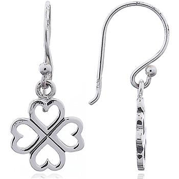 Coorabell Crafts 4 Leaf Clover Heart Earrings Sterling Silver