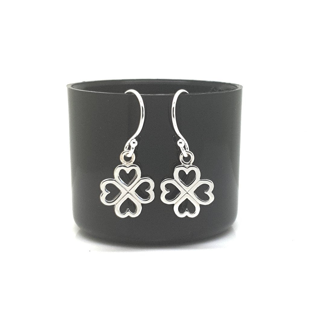 Coorabell Crafts 4 Leaf Clover Heart Earrings Sterling Silver