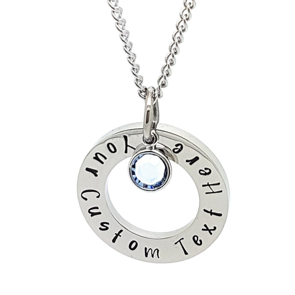 Birthstone Pendant Silver Circle