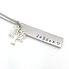 Custom Bar Necklace with floating tree charm