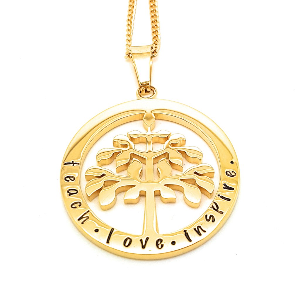 Family names gold tree pendant