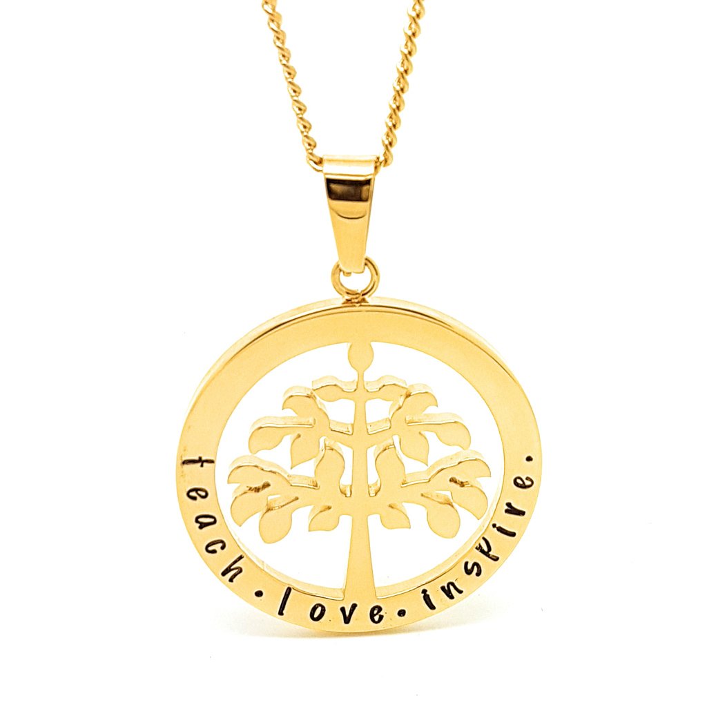 Family names gold tree pendant