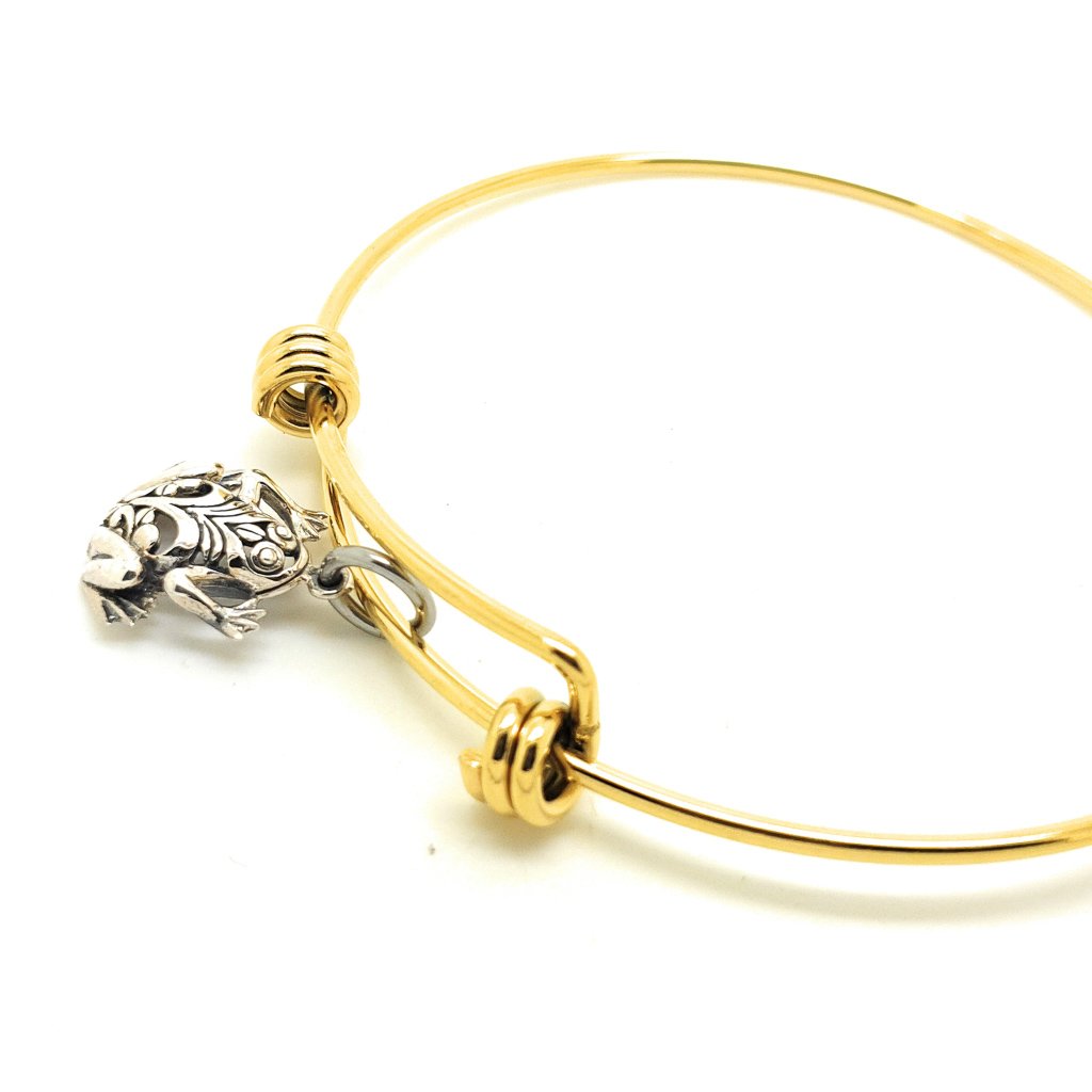 Frog Bracelet Bangle sterling silver charm
