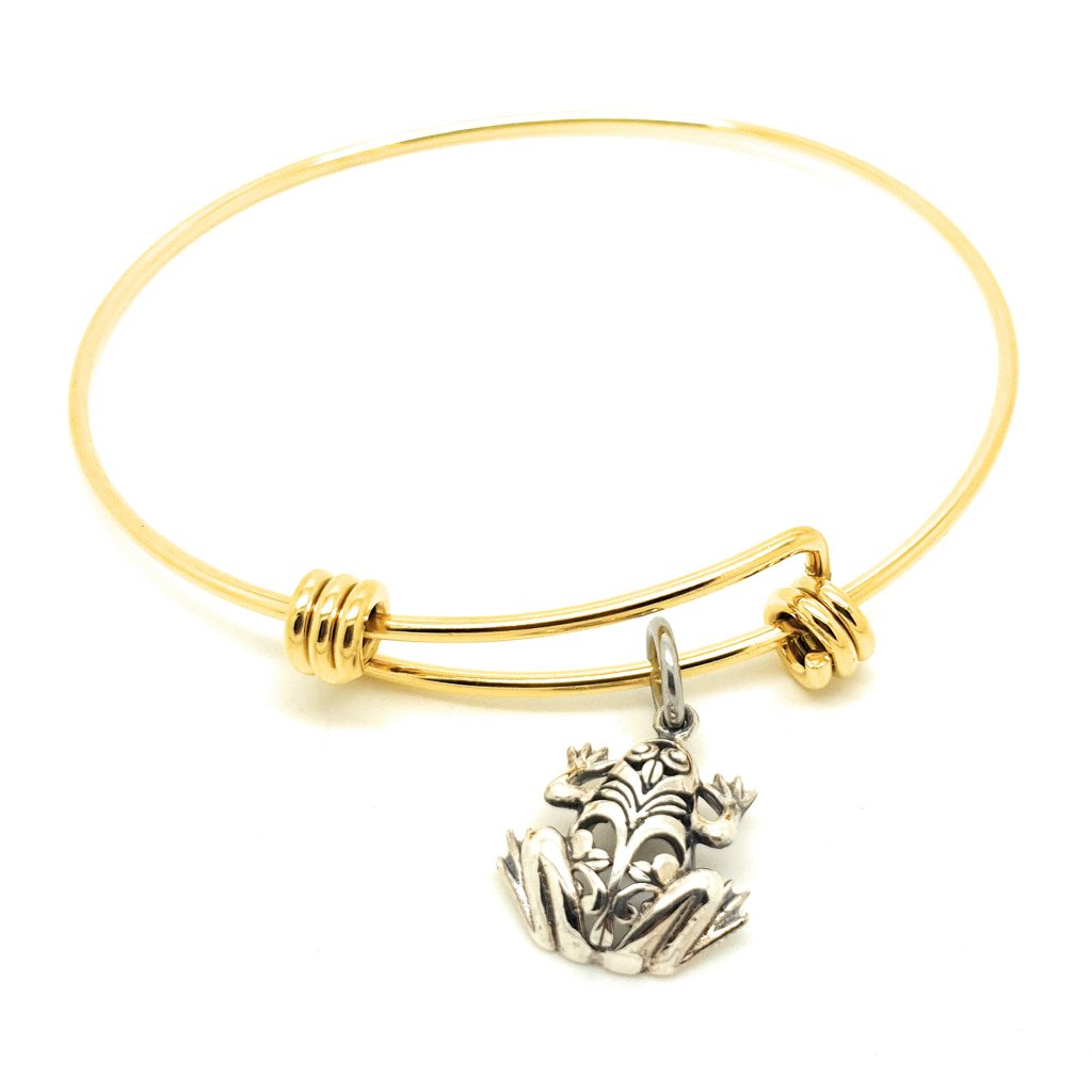 Frog Bracelet Bangle sterling silver charm
