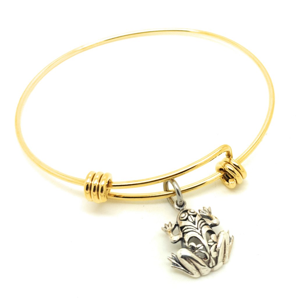 Frog Bracelet Bangle sterling silver charm