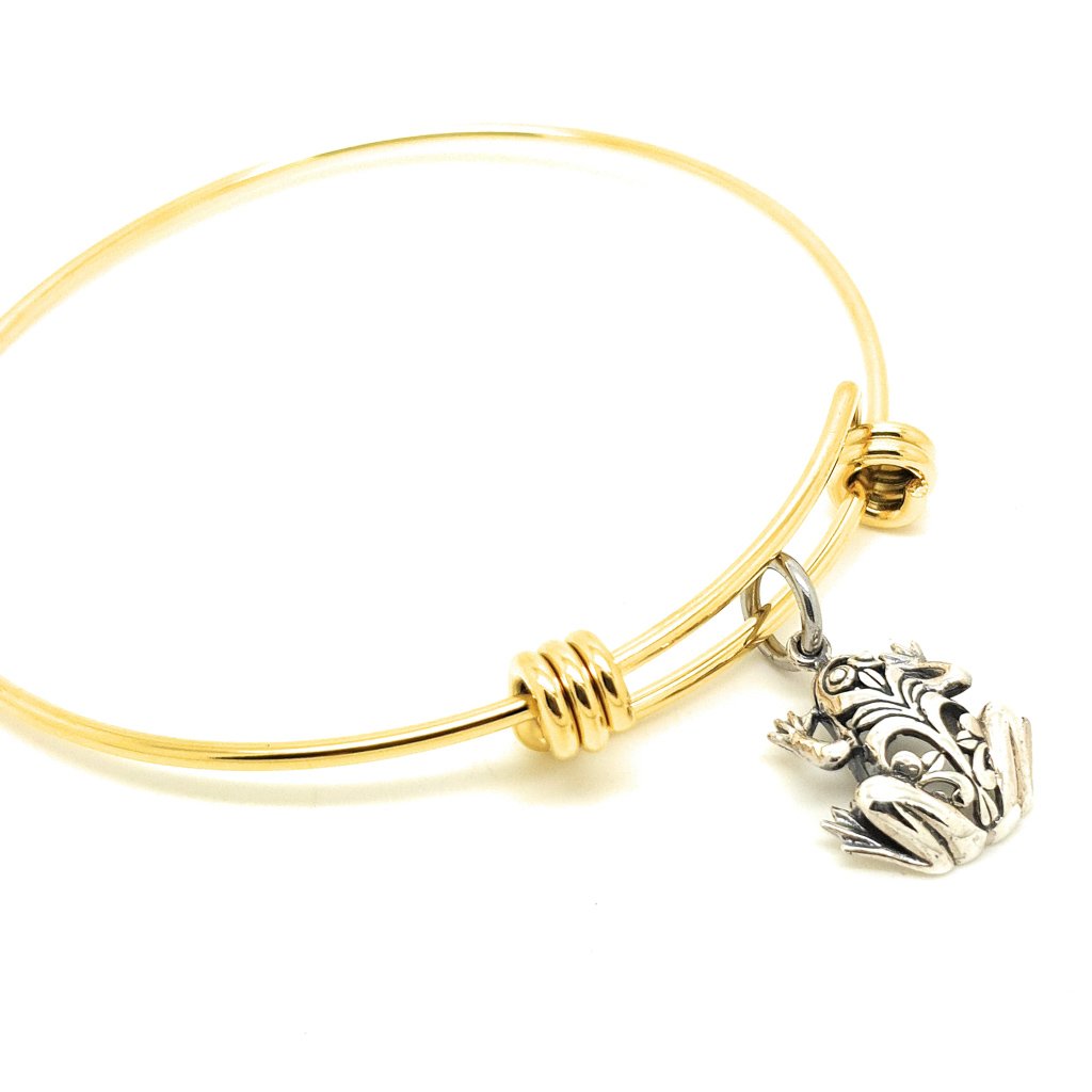 Frog Bracelet Bangle sterling silver charm