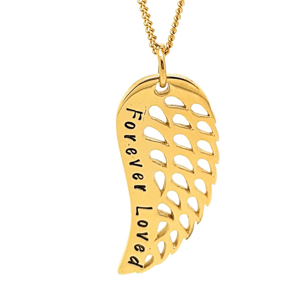 Gold Angel Wing Memorial Pendant