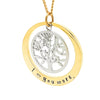 Gold oval personalised pendant with Silver Tree of Life charm