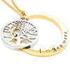 Gold oval personalised pendant with Silver Tree of Life charm