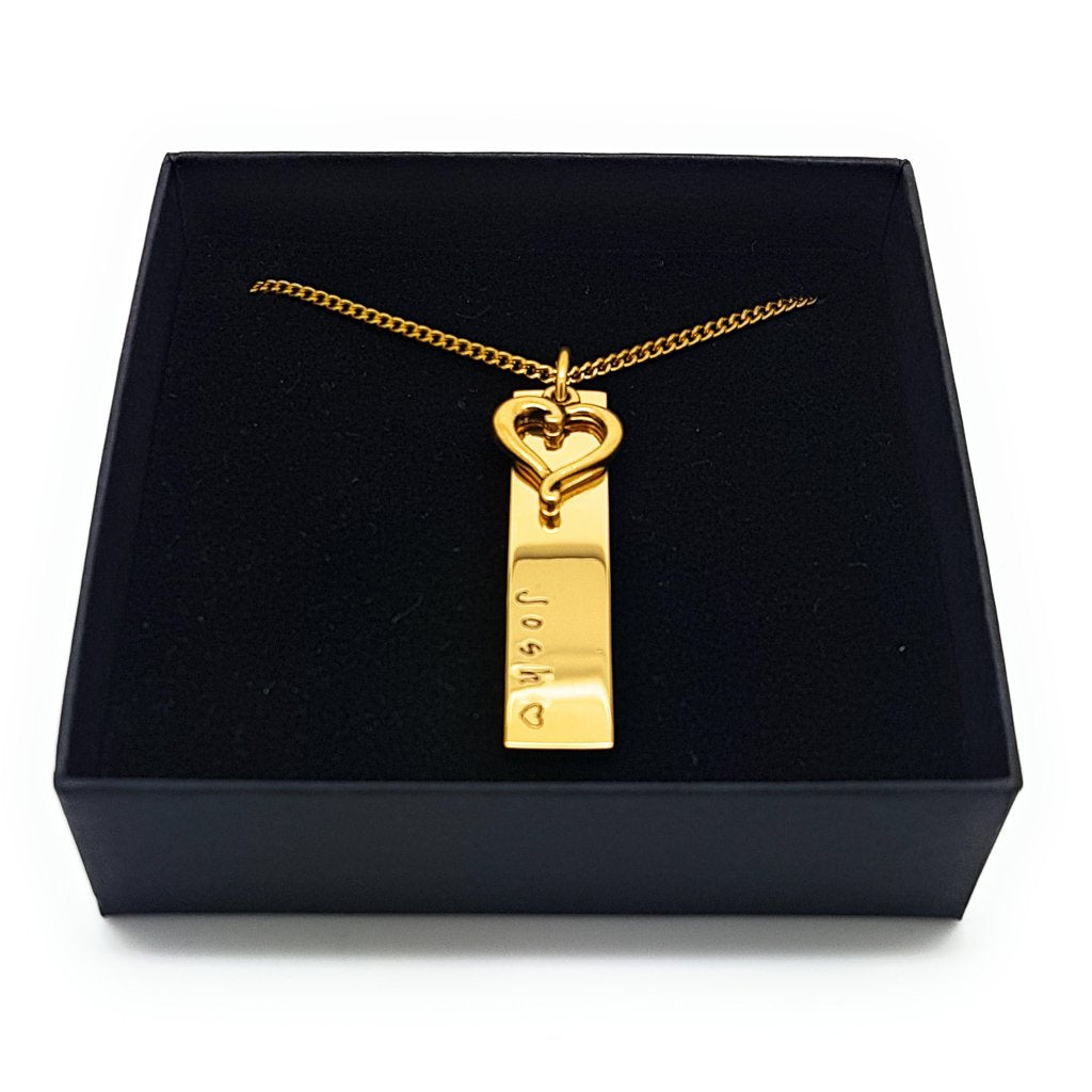Gold Rectangle Bar Name Necklace