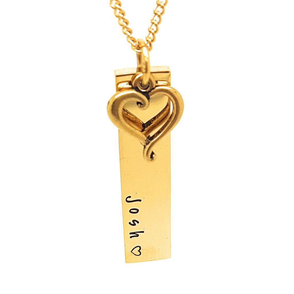 Gold Rectangle Bar Name Necklace