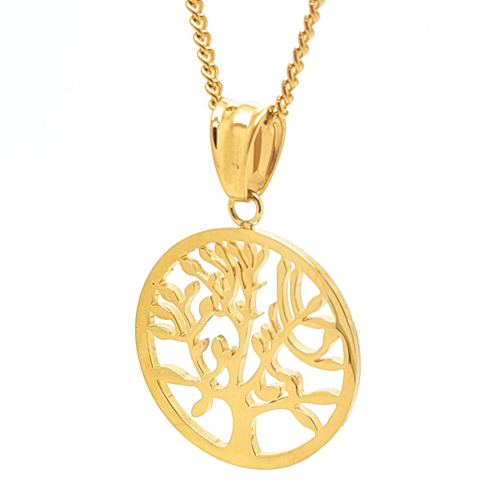 Gold Tree of Life Pendant Charm and Necklace