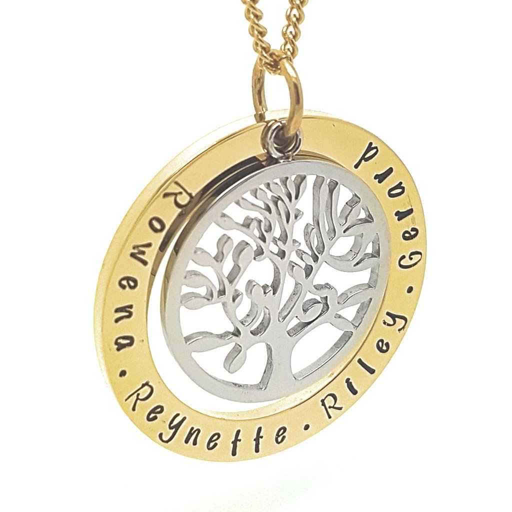 Hand Stamped Gold Names Necklace