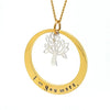 Hand Stamped Gold Names Necklace with sterling Tree of Life