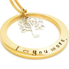 Hand Stamped Gold Names Necklace with sterling Tree of Life