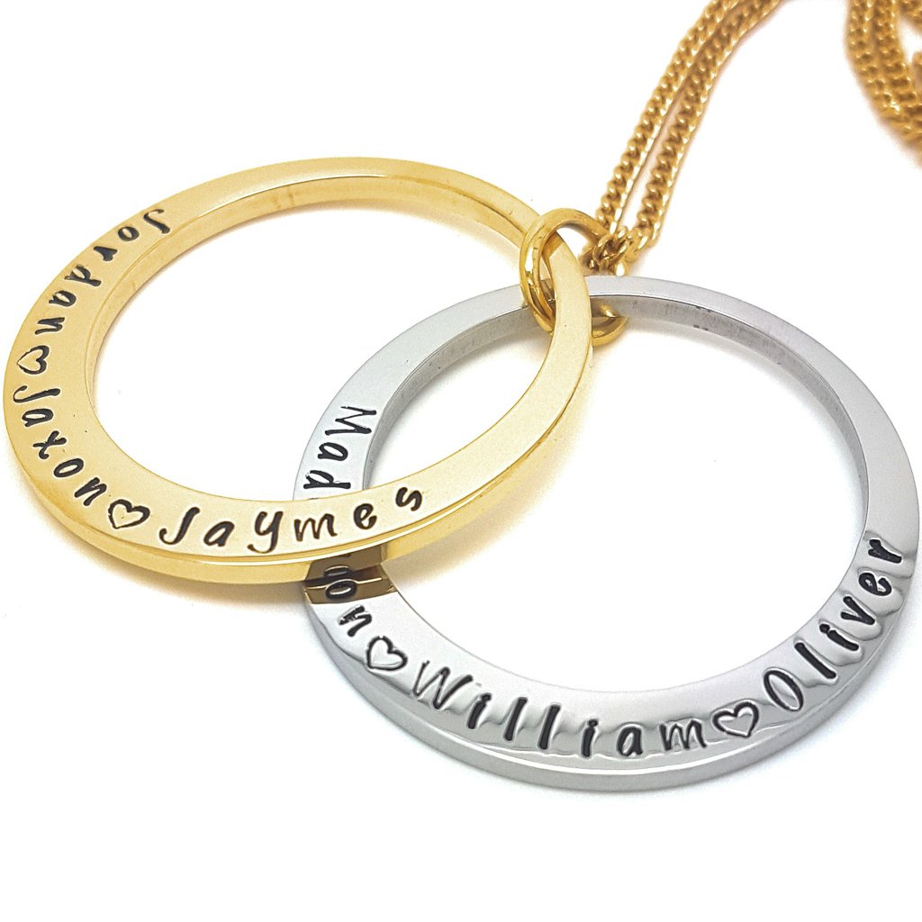 Hand Stamped Two Ring Necklace