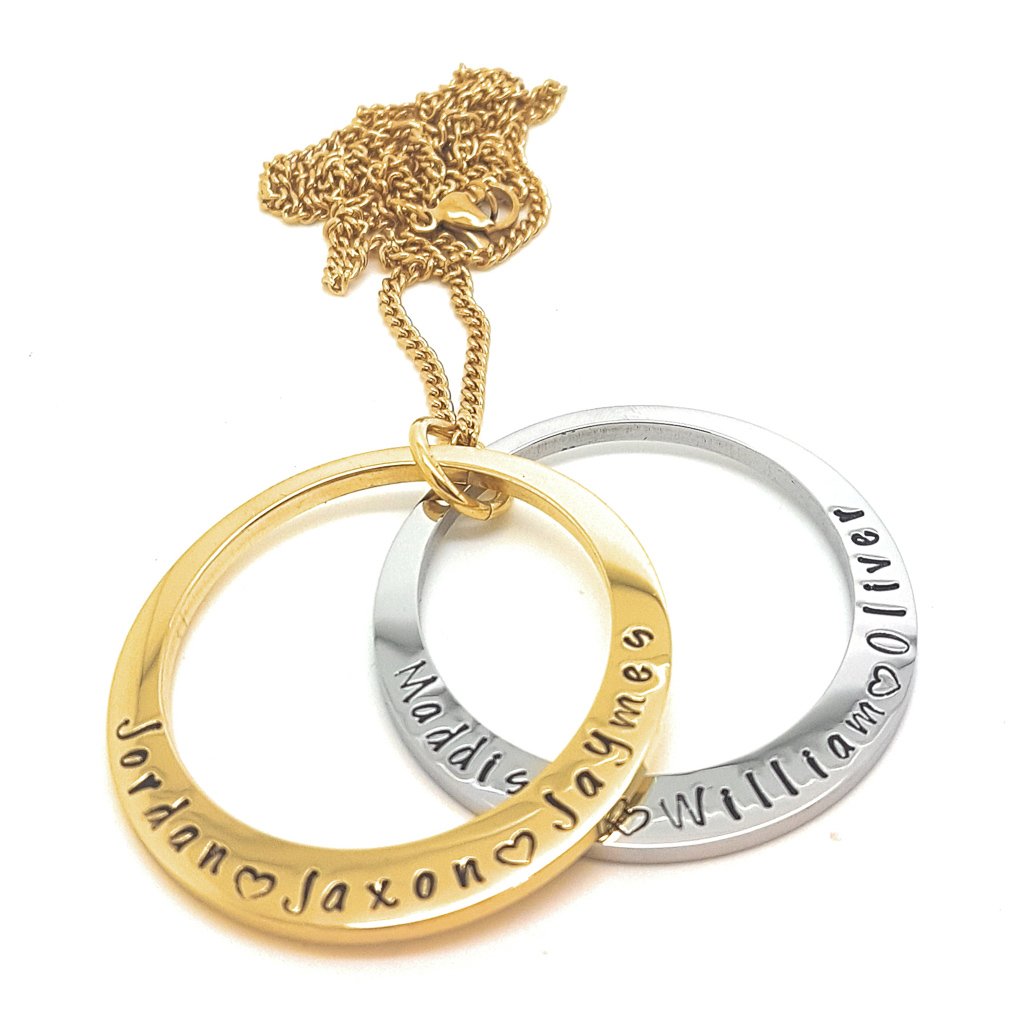 Hand Stamped Two Ring Necklace