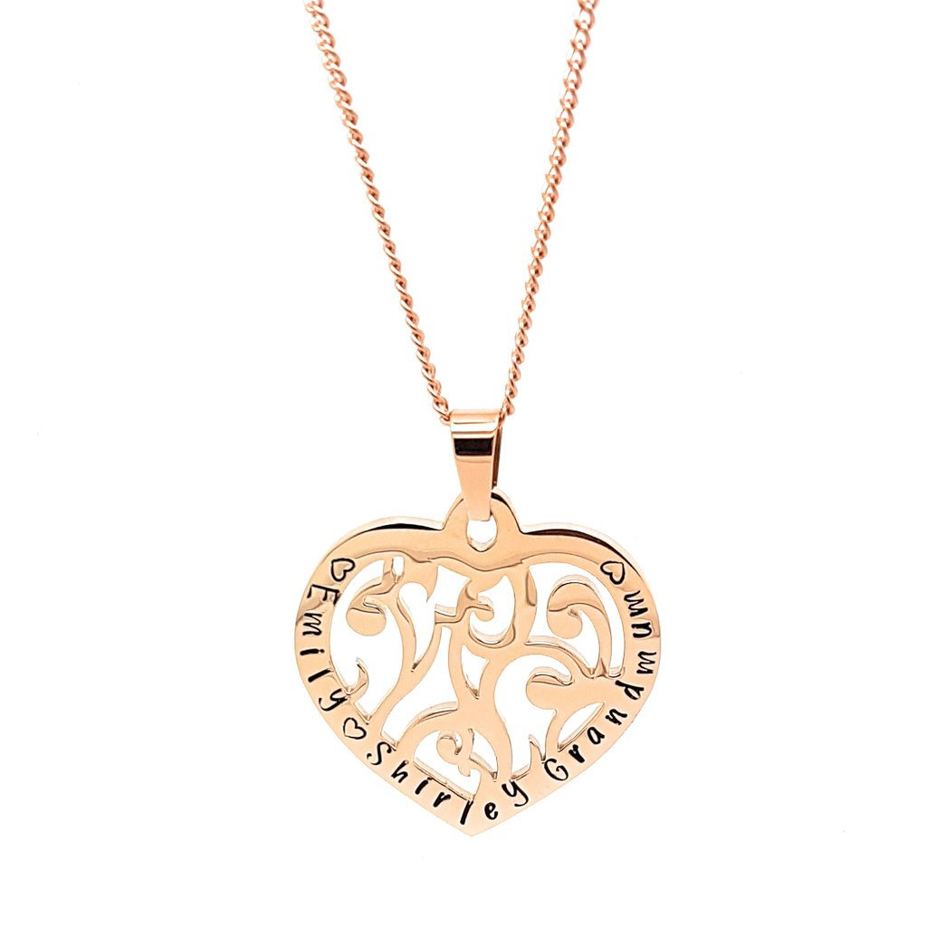 Inscribed Love Heart Filigree Necklace