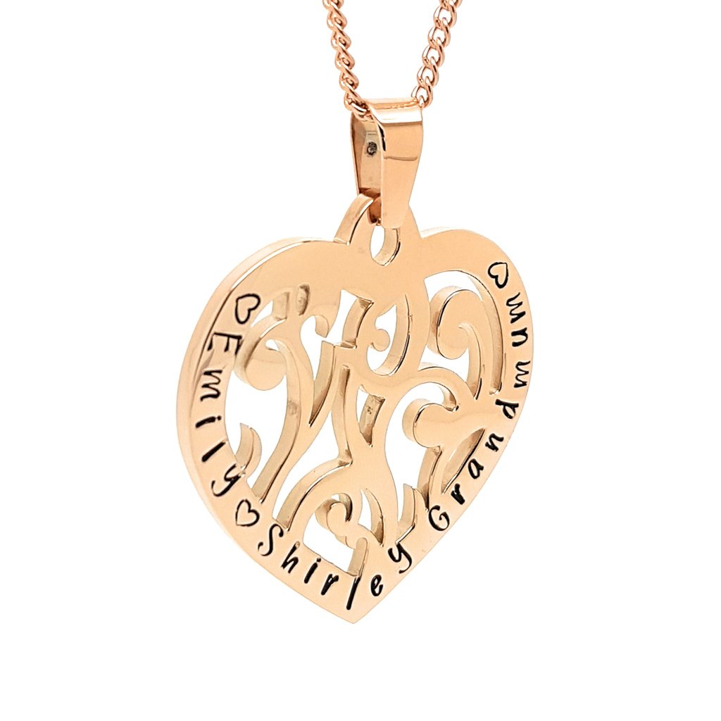 Inscribed Love Heart Filigree Necklace