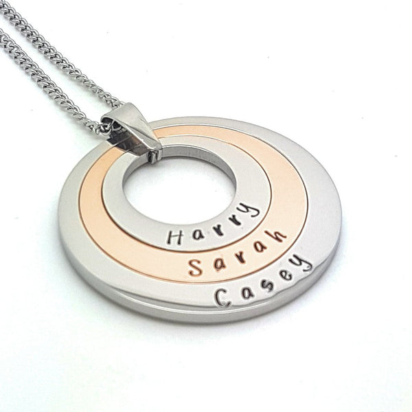 Men's Family Circle Necklace - 925 Sterling Silver