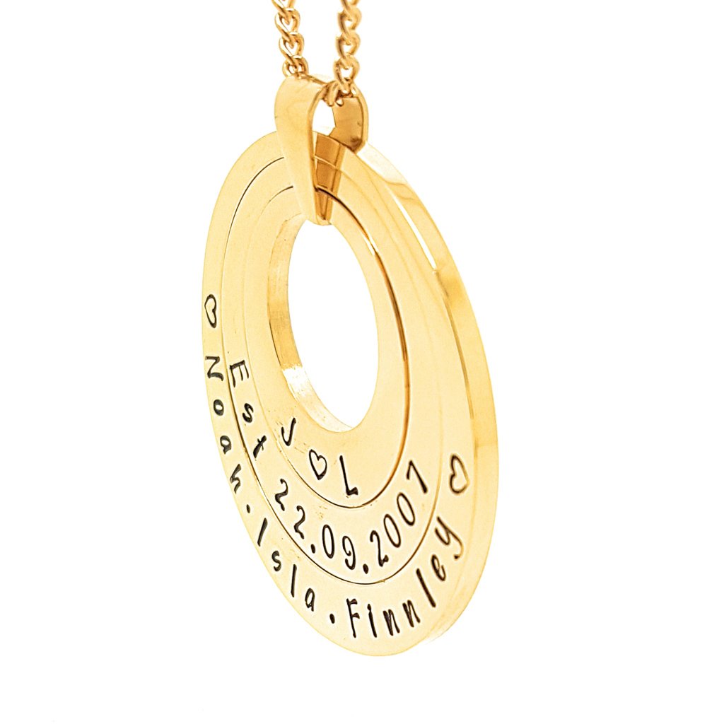 Layered Custom Names Family Oval Pendant