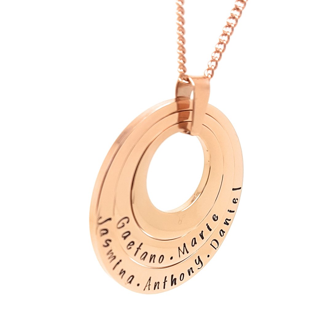 Layered Hand Stamped Family Names Pendant
