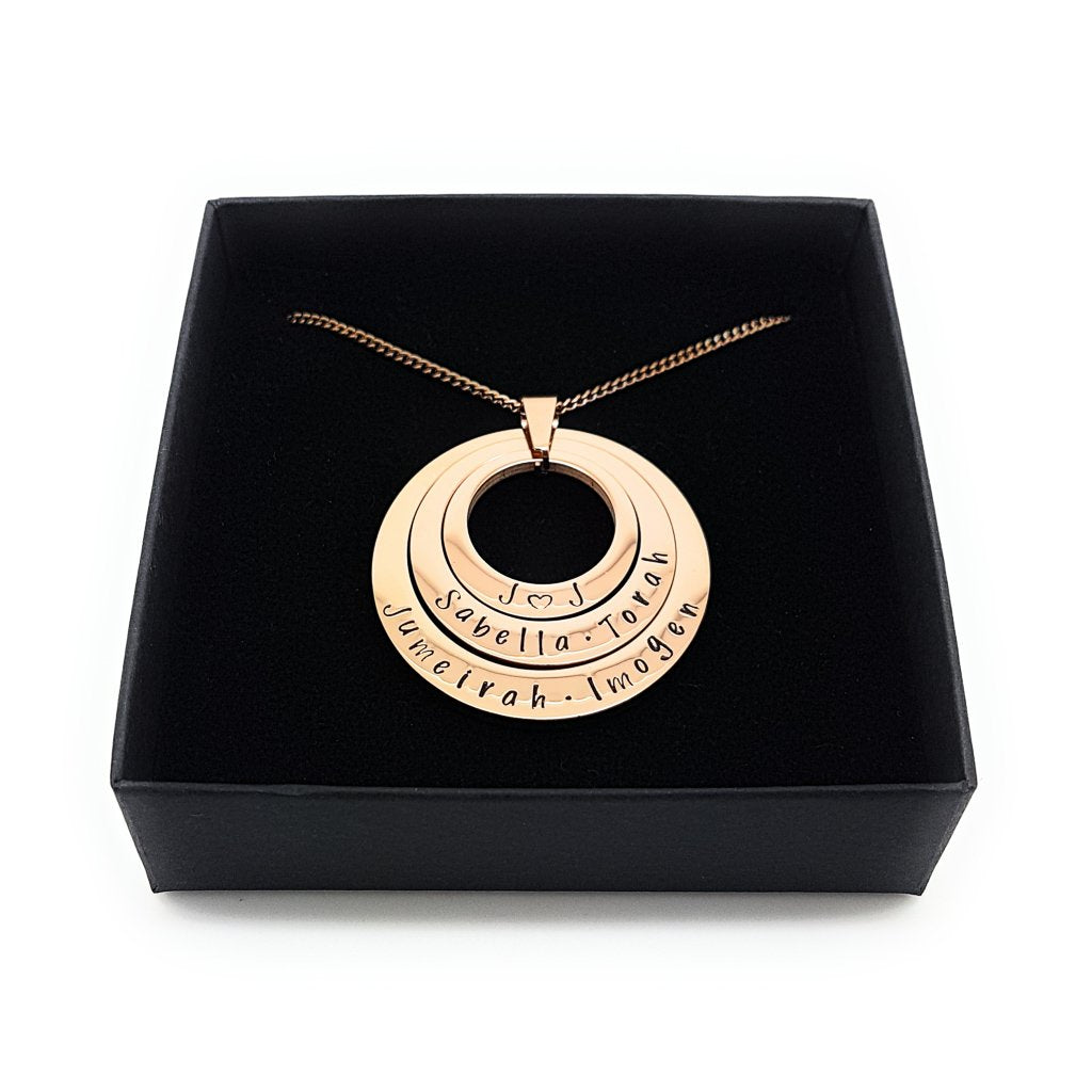 Layered Hand Stamped Family Names Pendant