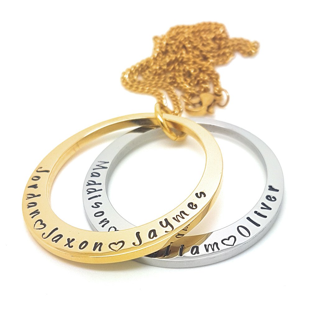 Layered Hand Stamped Two Ton Family Necklace