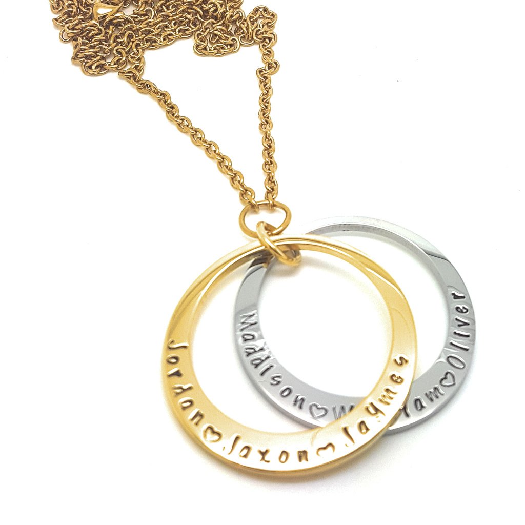 Layered Hand Stamped Two Ton Family Necklace