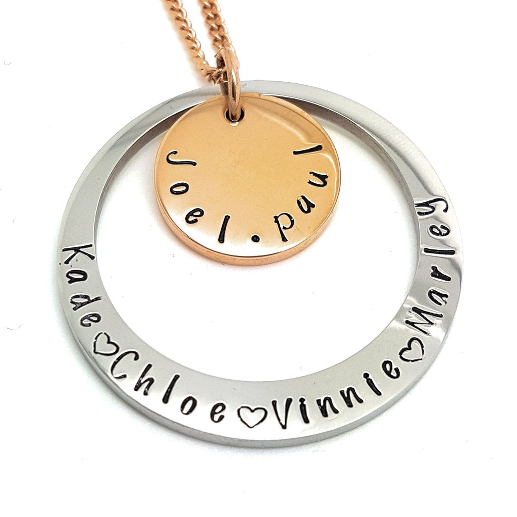 Layered Two-tone Two disk Pendant