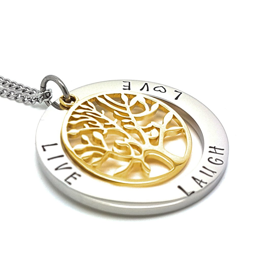 Live Laugh Love Pendant Gold Tree