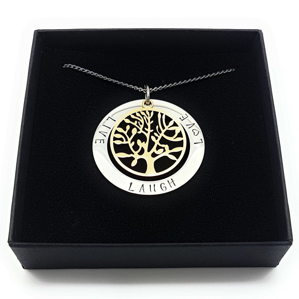 Live Laugh Love Pendant Gold Tree