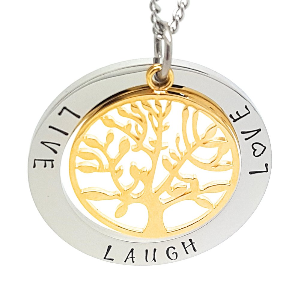 Live Laugh Love Pendant Gold Tree