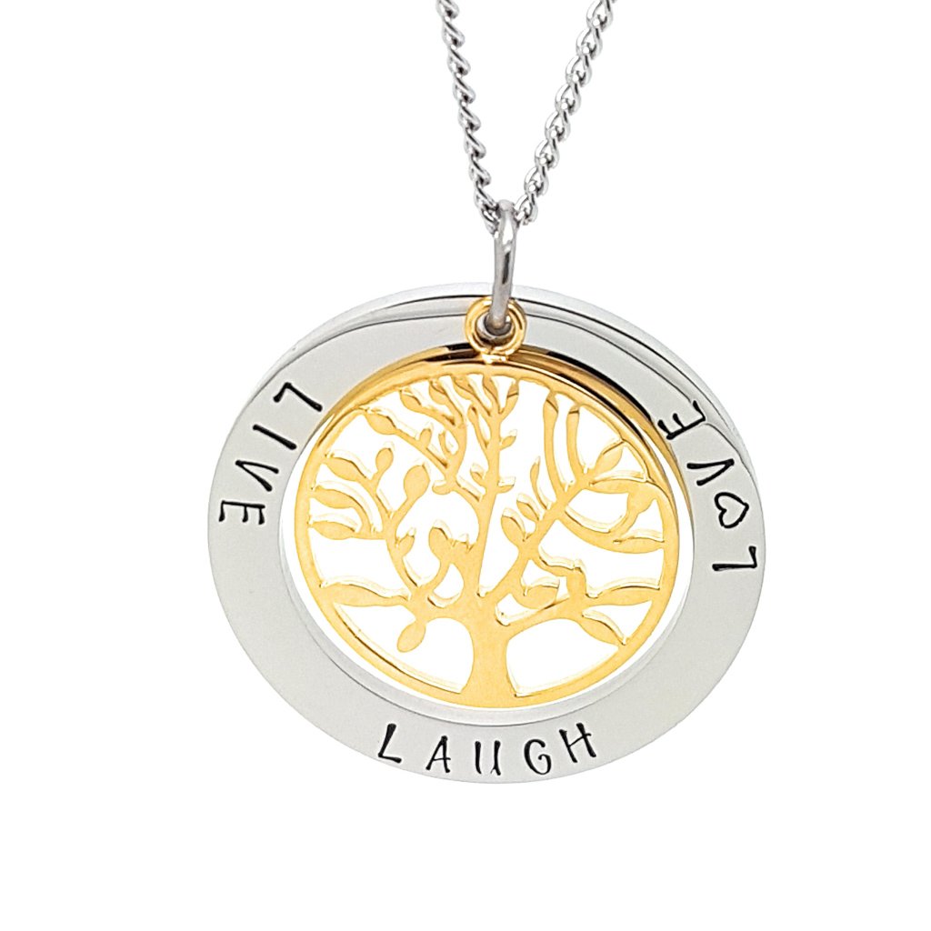 Live Laugh Love Pendant Gold Tree