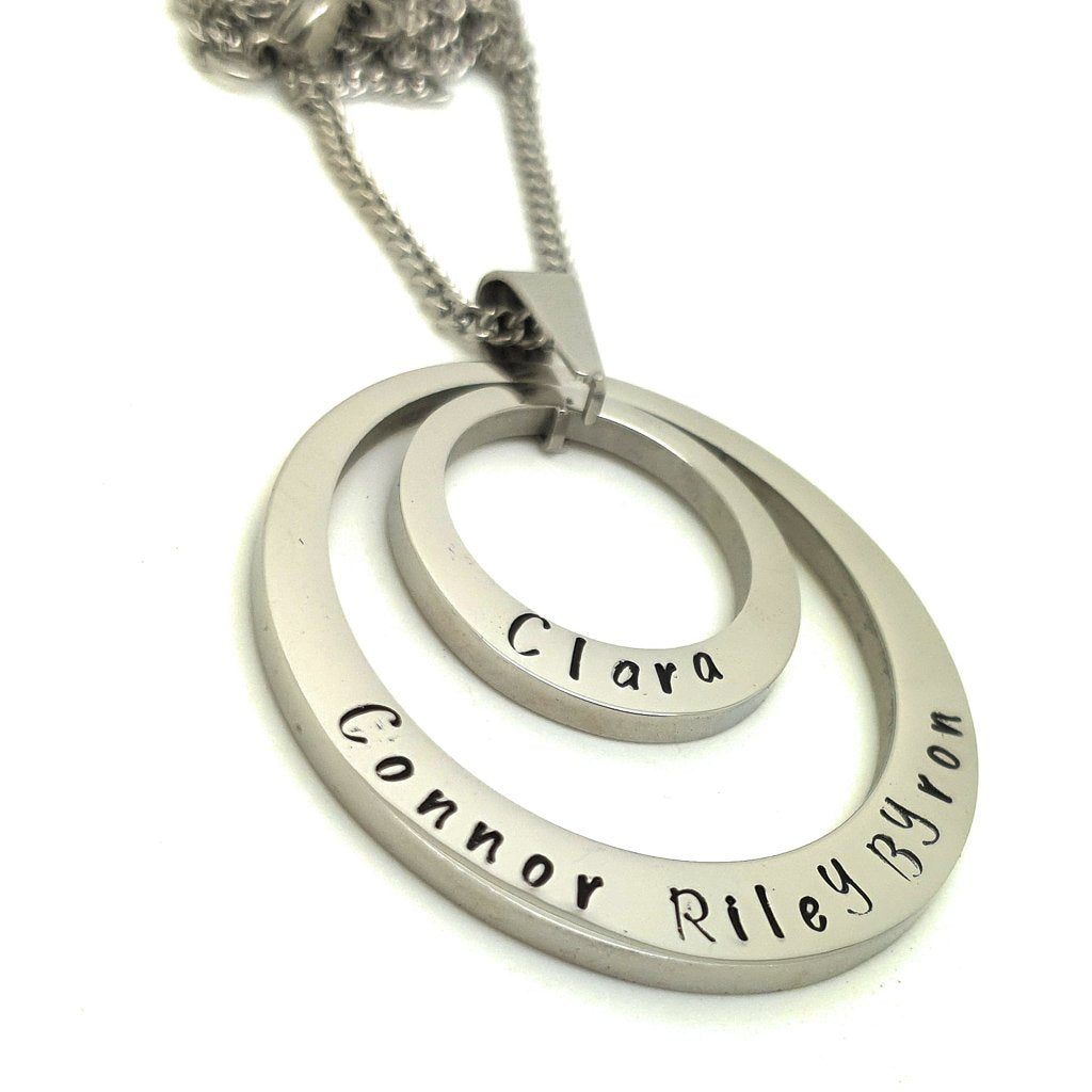 Personalised Necklace Two Silver Circles