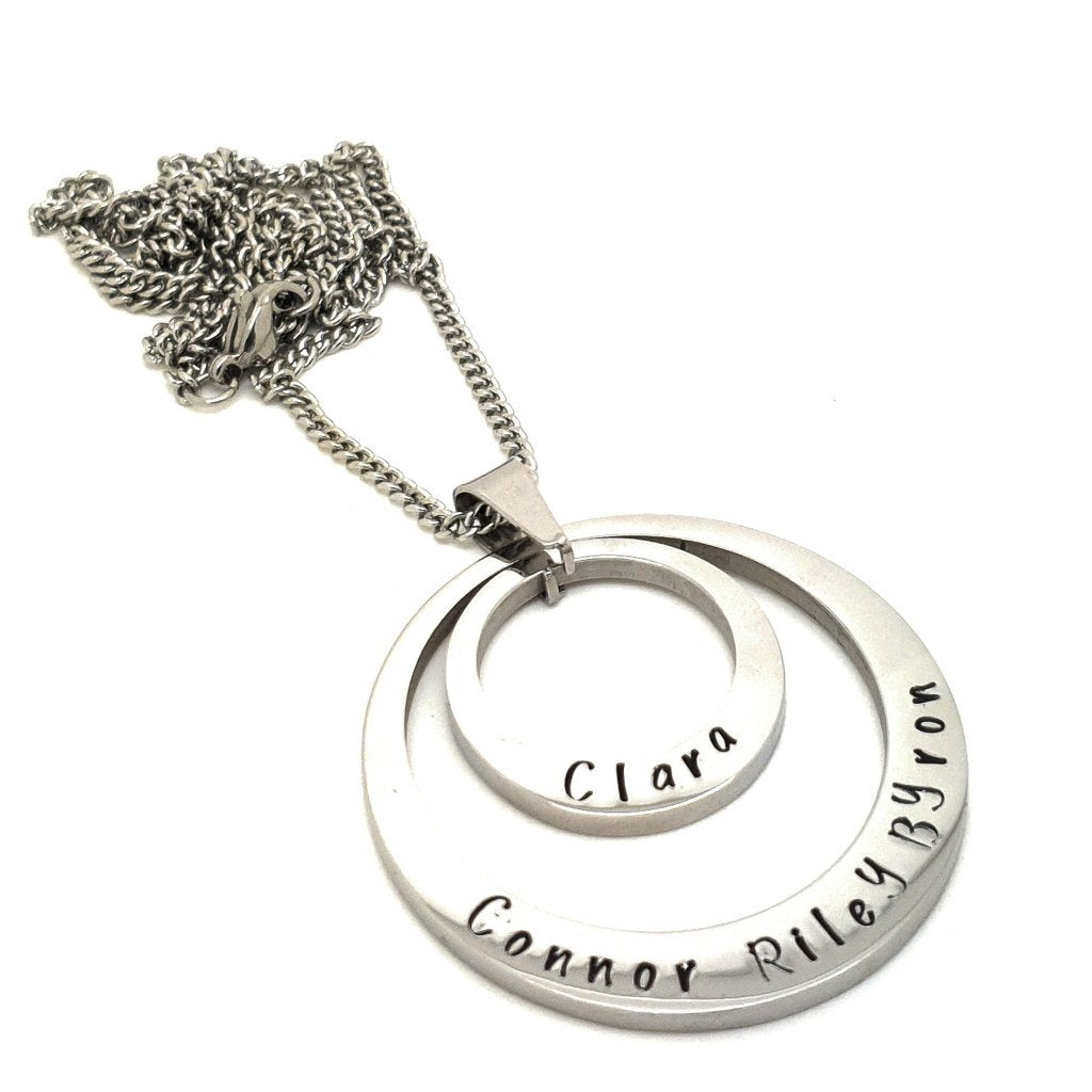 Personalised Necklace Two Silver Circles