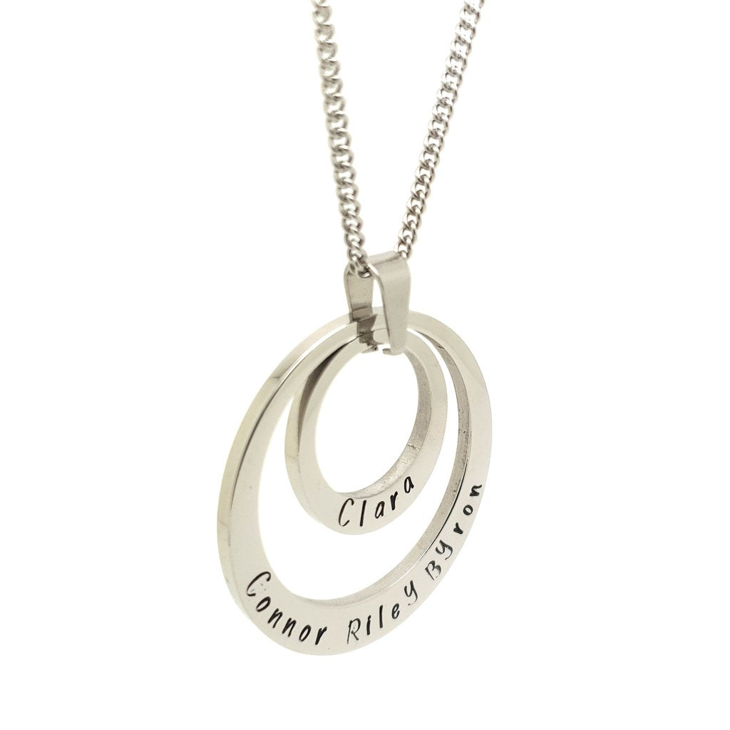 Personalised Necklace Two Silver Circles