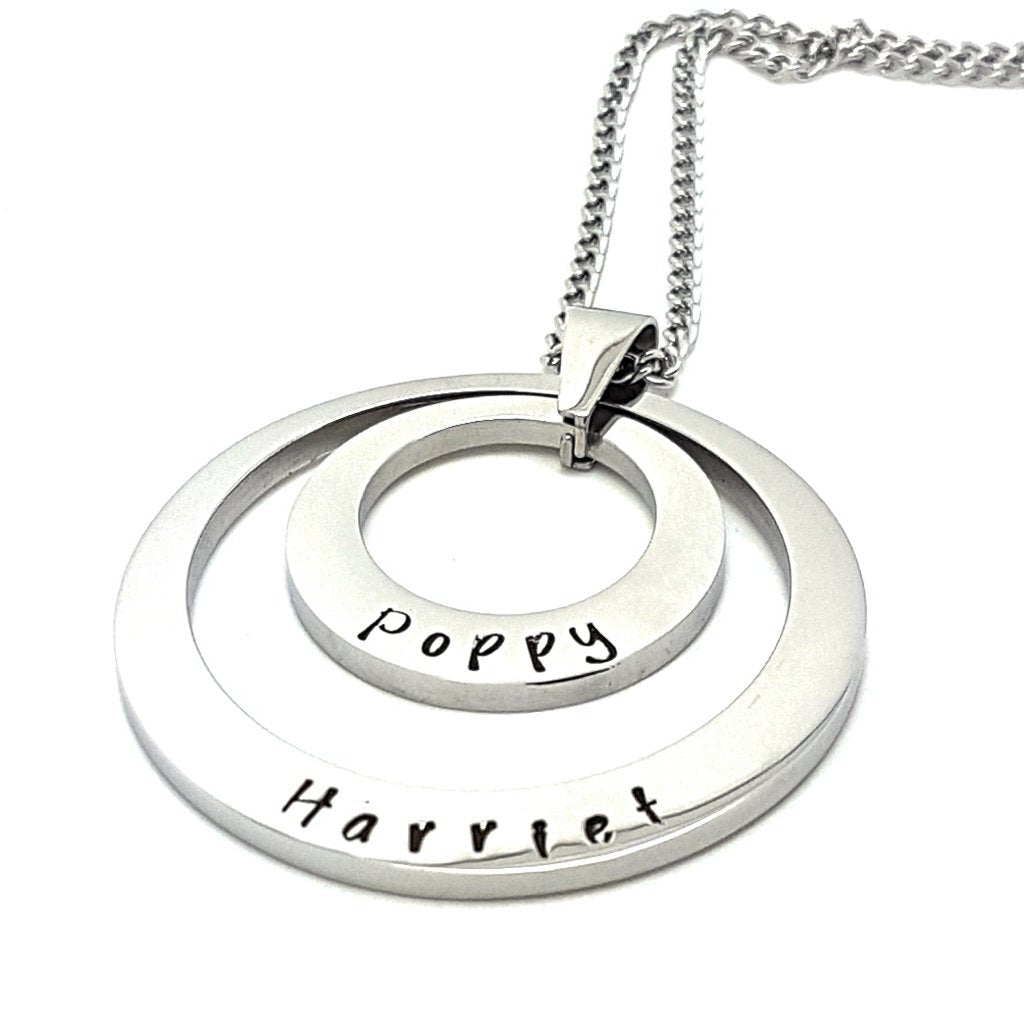 Personalised Necklace Two Silver Circles
