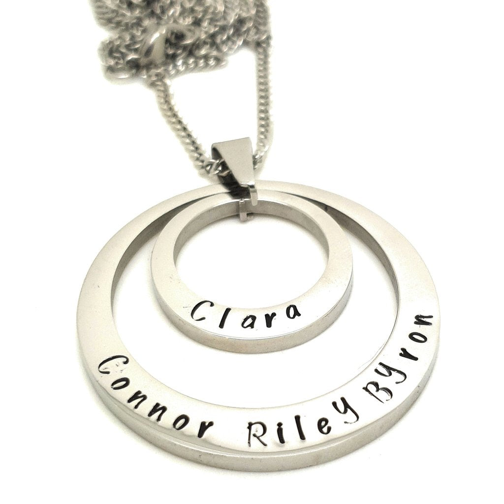 Personalised Necklace Two Silver Circles