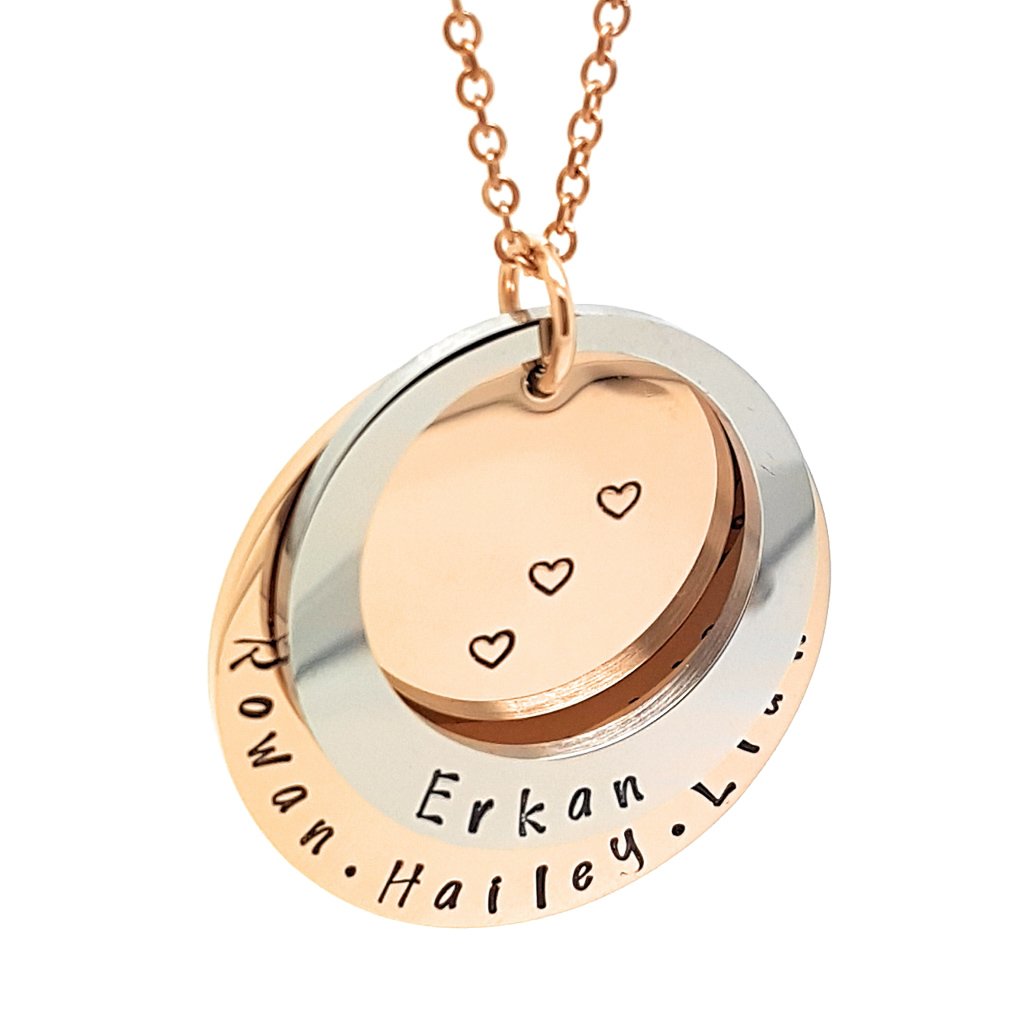 Personalised Pendant Two ring Necklace