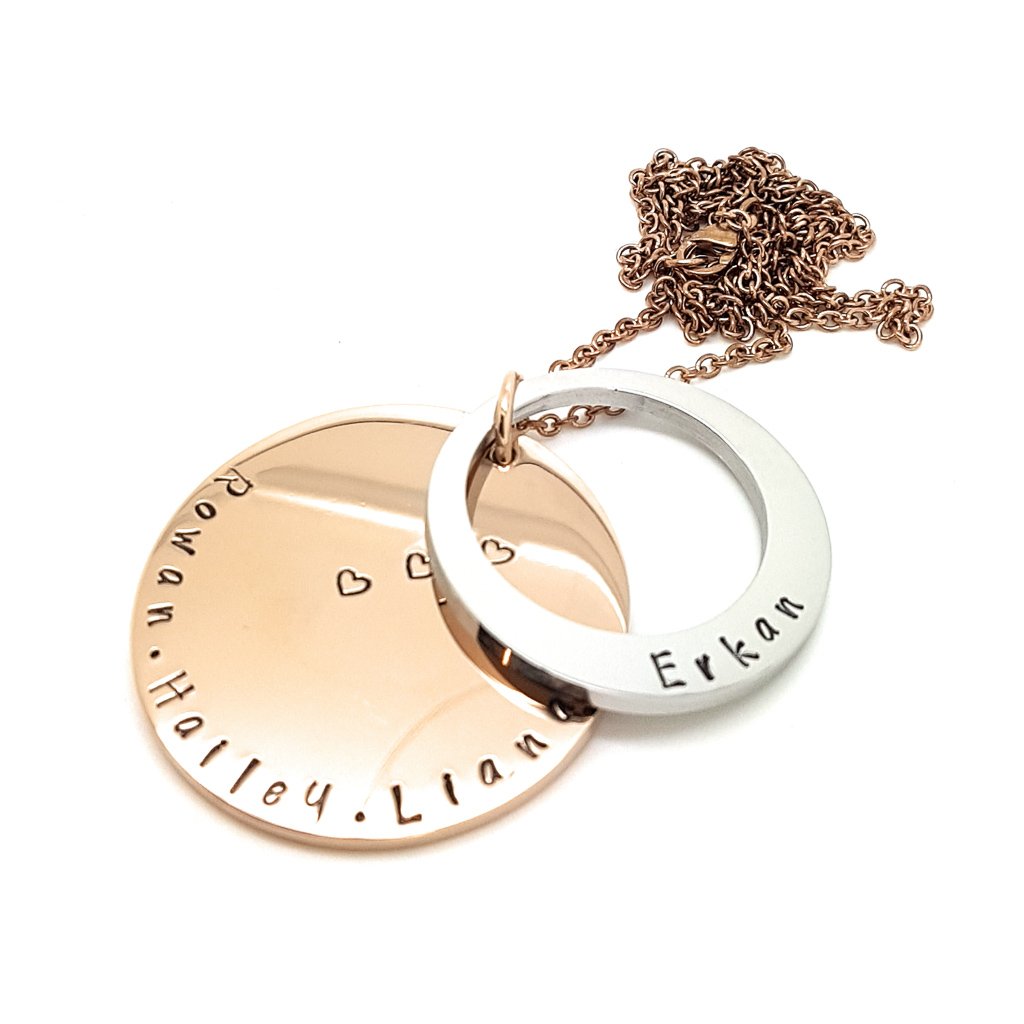 Personalised Pendant Two ring Necklace