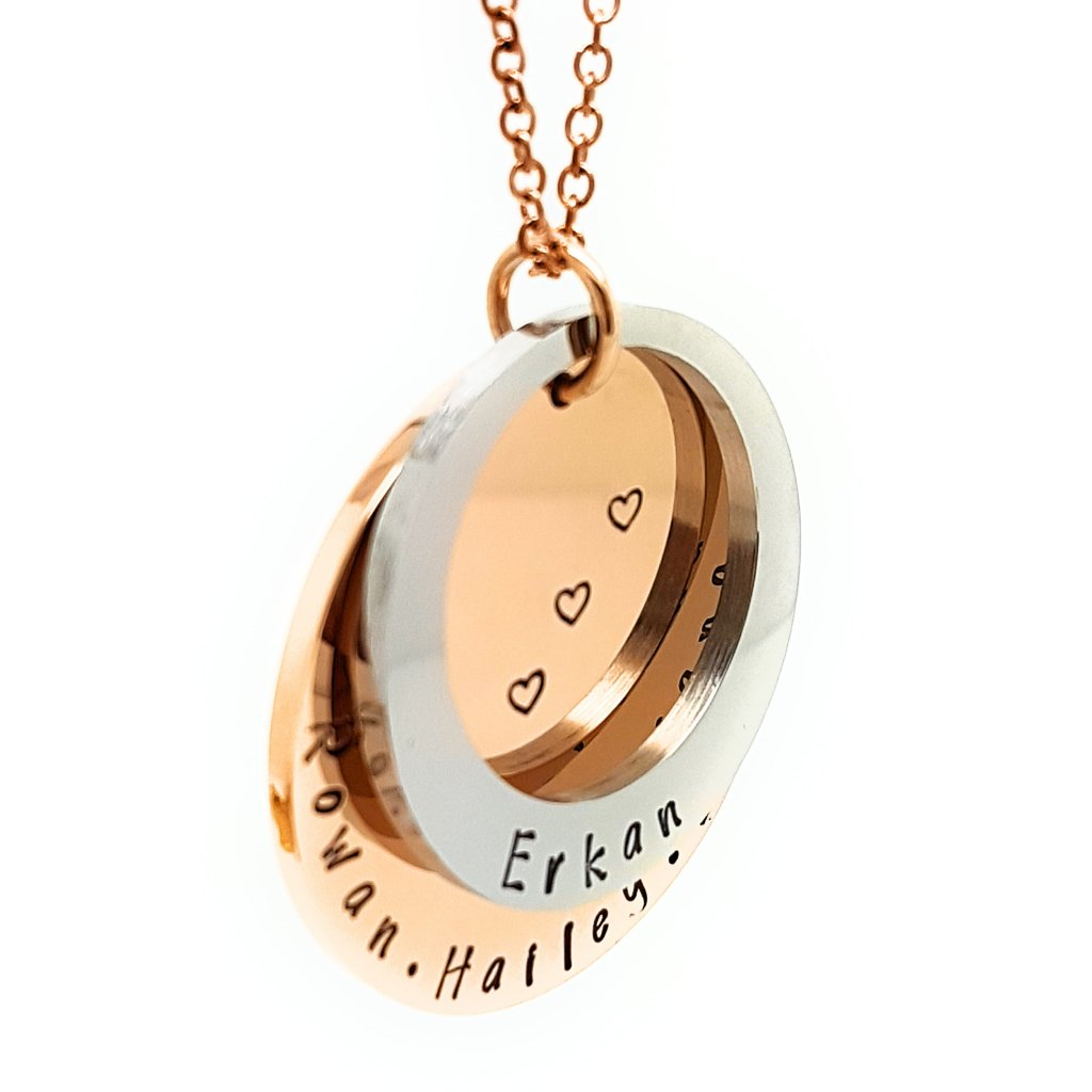 Personalised Pendant Two ring Necklace