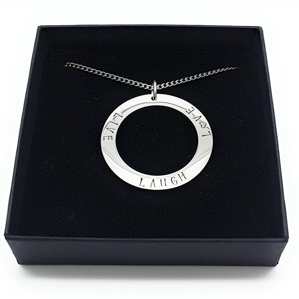 Plain Silver Inscribed Necklace