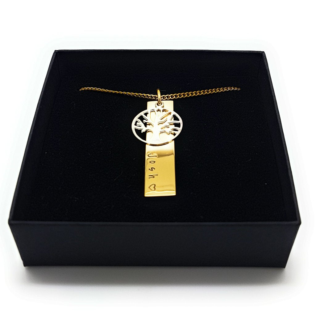 Rectangle Tree Charm Custom Necklace