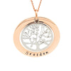 Rose Gold and Silver Family Tree of Life Necklace Personalised