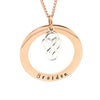 Rose Gold Circle Pendant with Sterling Silver Love Heart Infinity Charm