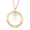 Rose Gold Circle Pendant with Sterling Silver Love Heart Infinity Charm