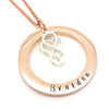 Rose Gold Circle Pendant with Sterling Silver Love Heart Infinity Charm